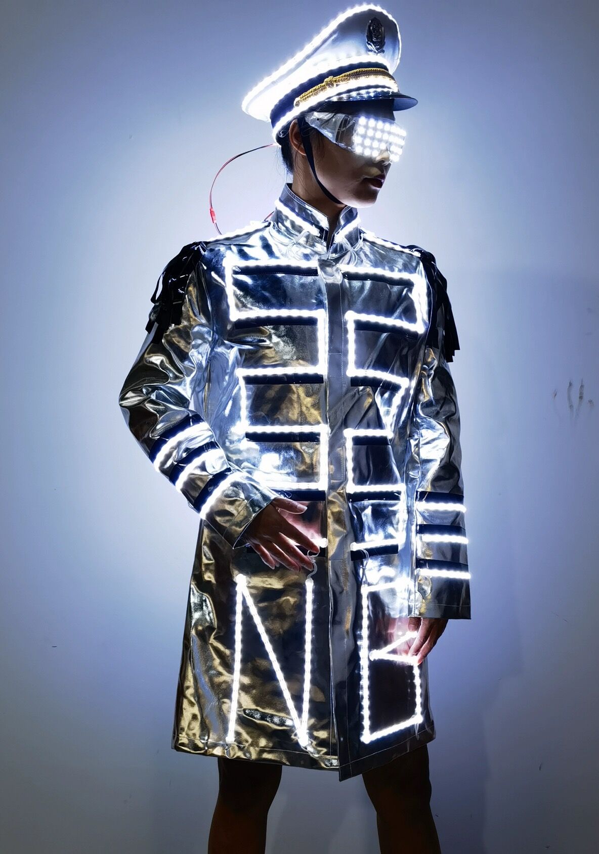 Rave Clothing Led Dj Performance Light-up Costume(Hat And Clothing)