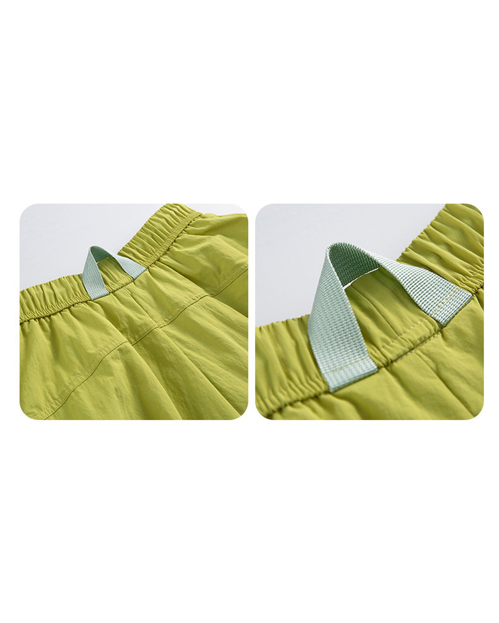 Rear waist webbing hanging loop detail of technical cargo skirt for easy storage