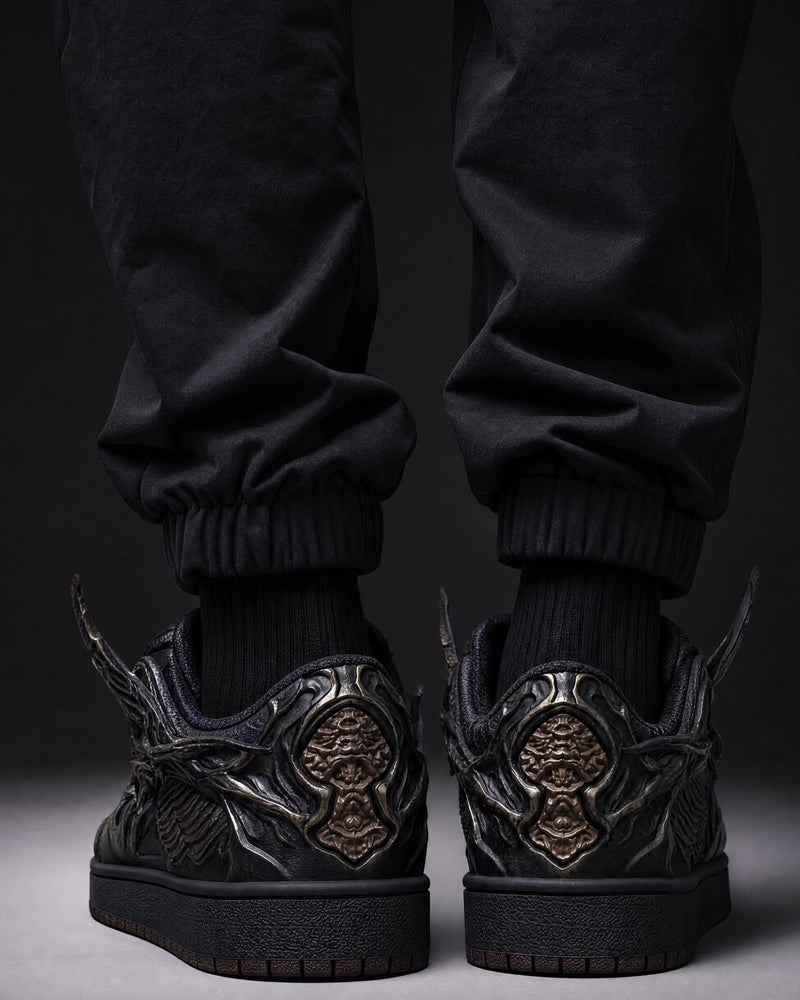 Techwear Armor-Textured Low-Top Sneakers