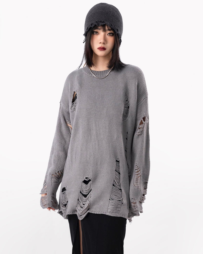Streetwear Tattered Crewneck Sweater