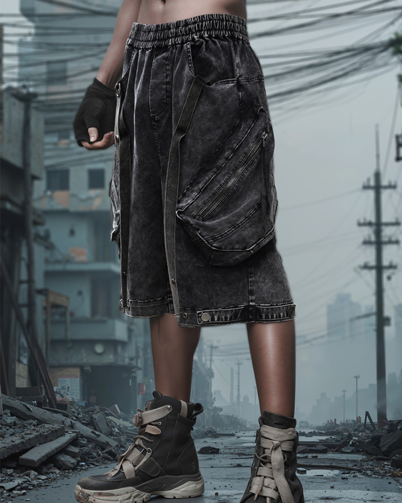 Apocalypse Washed Patchwork Tactical Cargo Shorts | Baggy Jorts