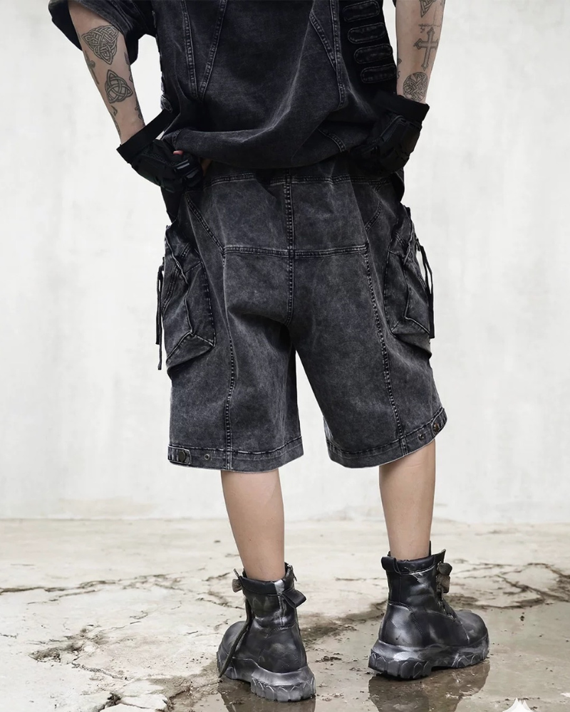 Apocalypse Washed Patchwork Tactical Cargo Shorts | Baggy Jorts