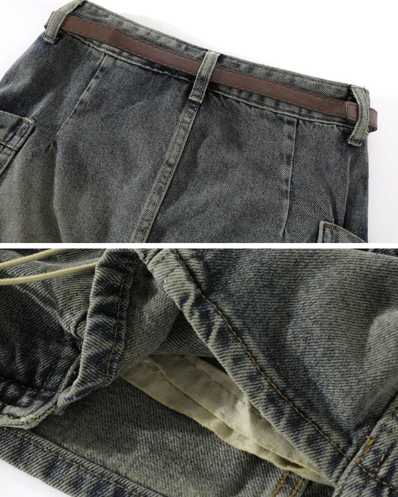 Big Pockets Denim Cargo Skirt