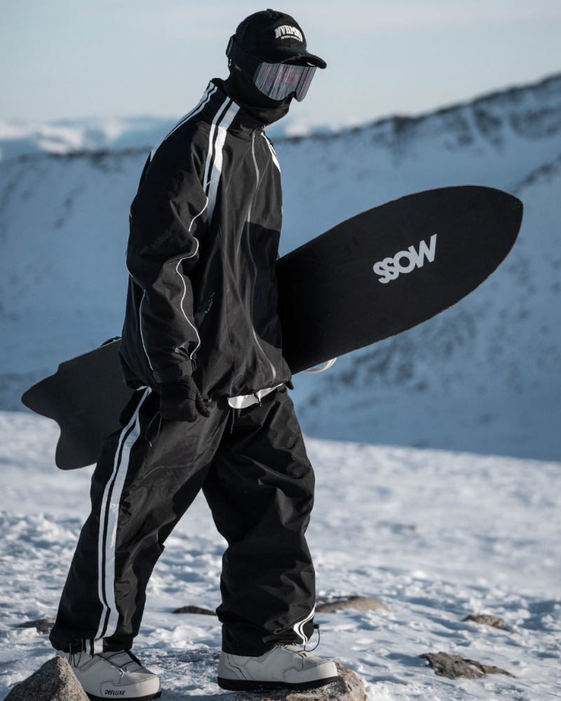 Ski Wear Black Fleece-lined Waterproof Windproof Ski Suit -Unisex
