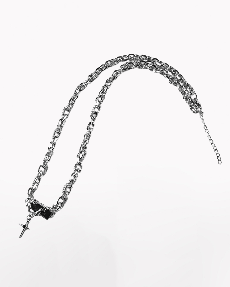 Black Stone Multi-layered Star Necklace