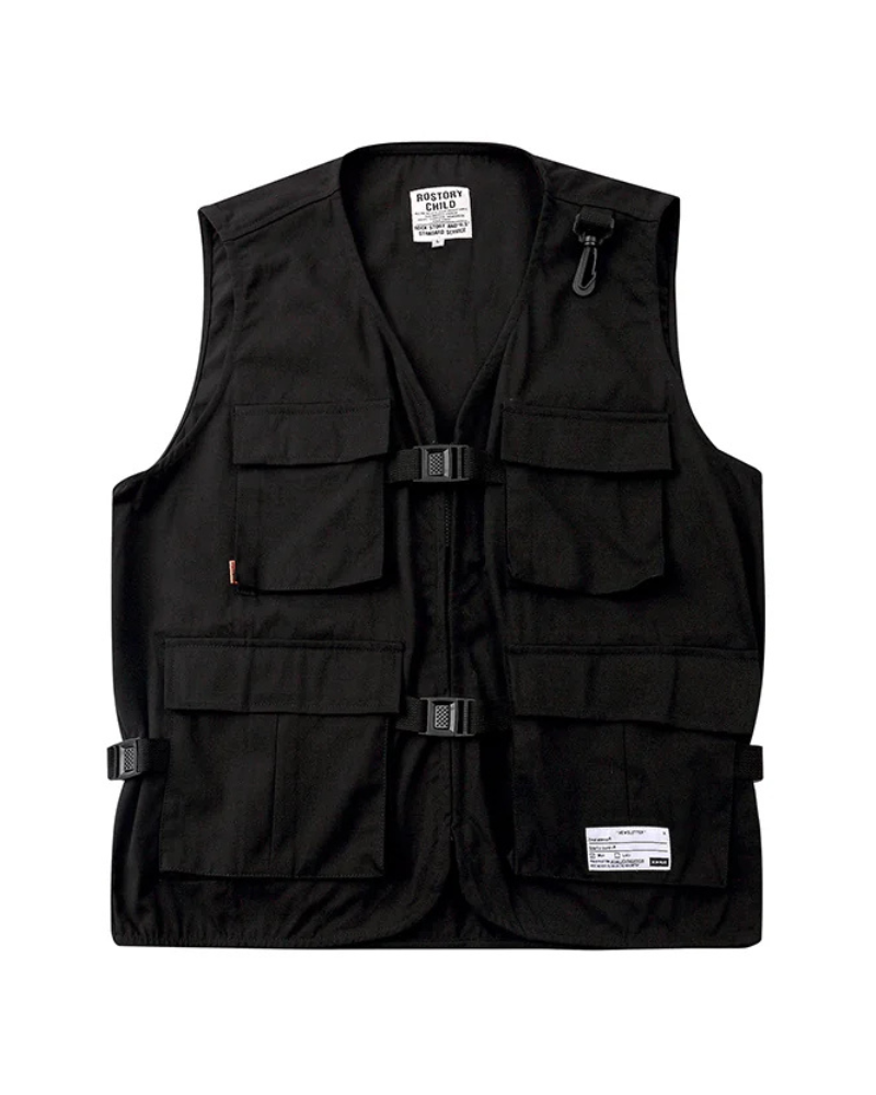 Outdoor Black Sleeveless Cargo Vest