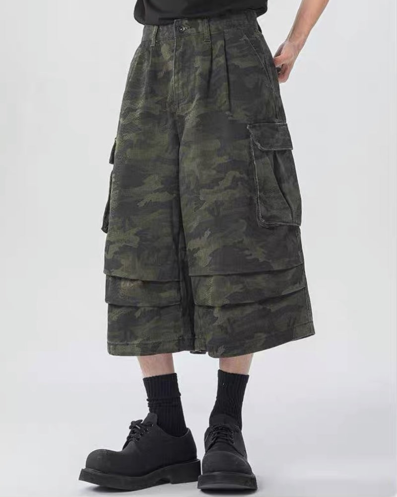 Unisex Multi-Pocket Camo Cargo Jorts