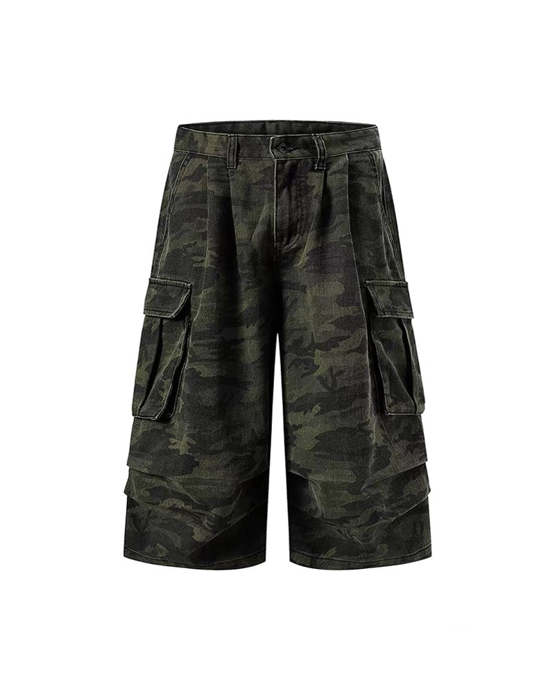 Unisex Multi-Pocket Camo Cargo Jorts