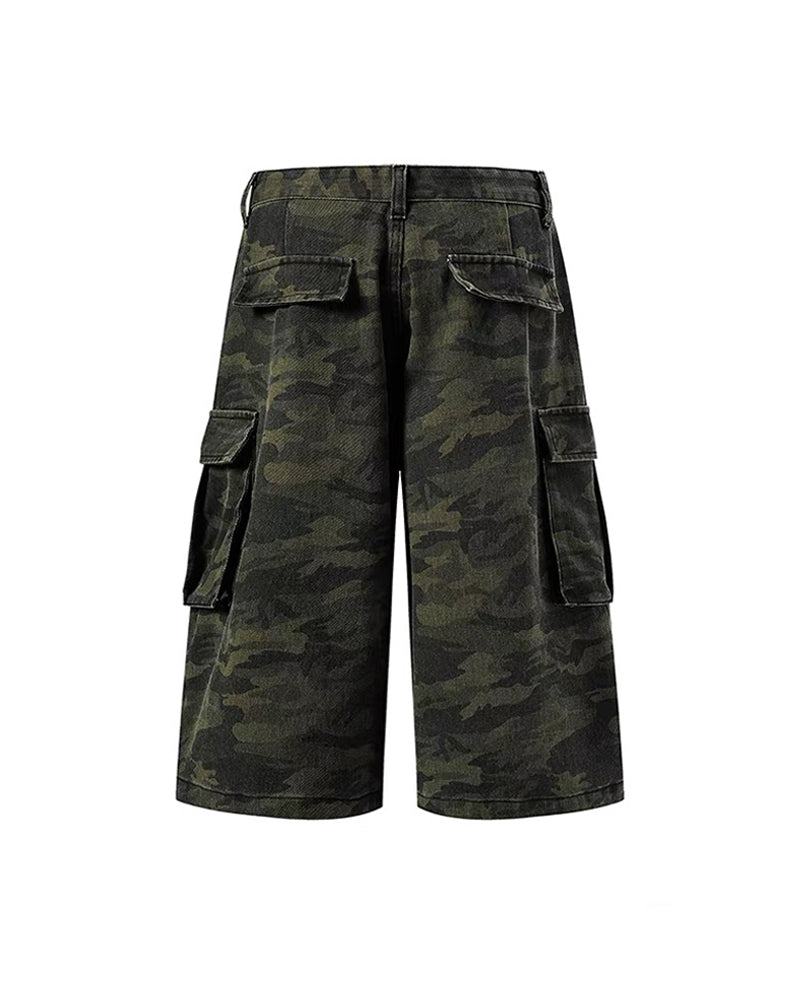 Unisex Multi-Pocket Camo Cargo Jorts