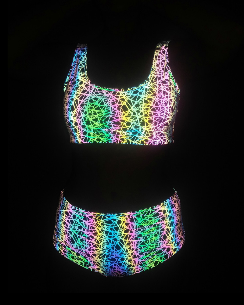 Colorful Reflective Rave Party Shiny Bikini Set