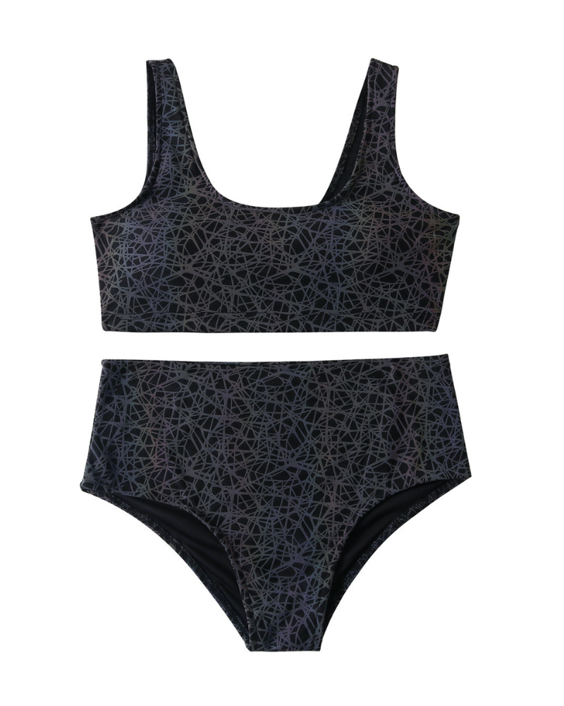 Colorful Reflective Rave Party Shiny Bikini Set