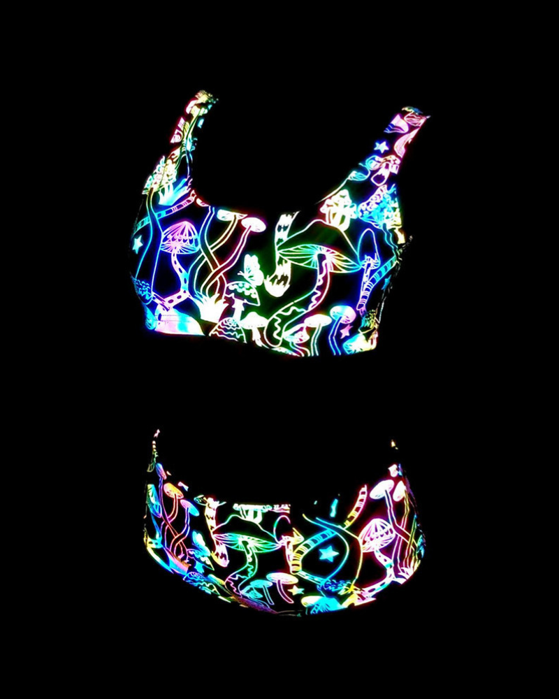 Colorful Reflective Rave Party Shiny Bikini Set