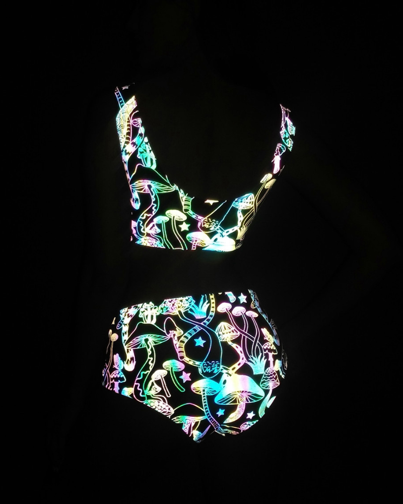 Colorful Reflective Rave Party Shiny Bikini Set
