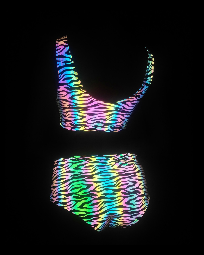 Colorful Reflective Rave Party Shiny Bikini Set