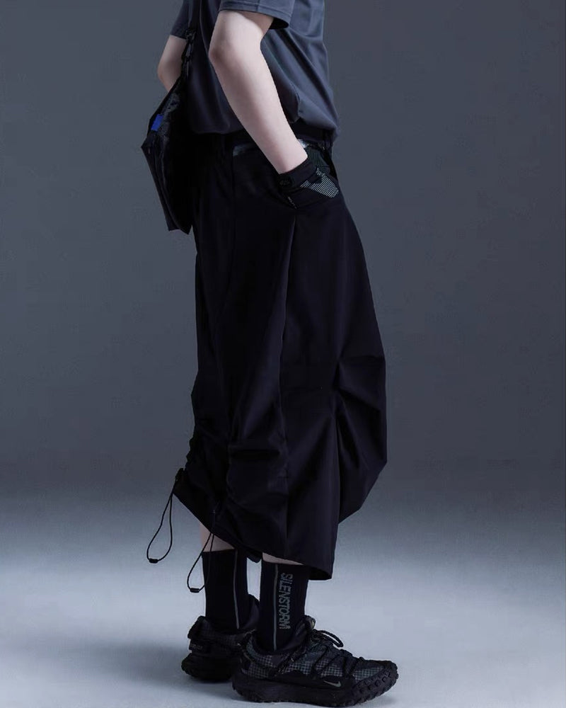 Japanese Techwear Curved Wide Pants