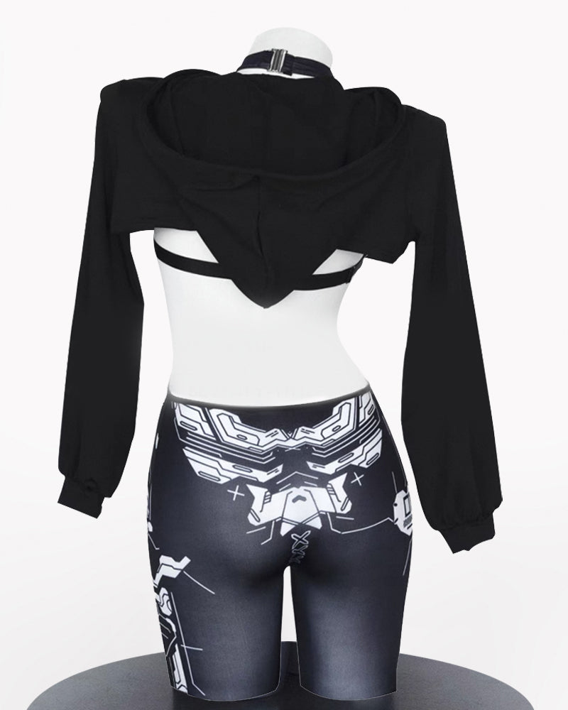 Cyberpunk Cut-out Hoodie and Bodysuit
