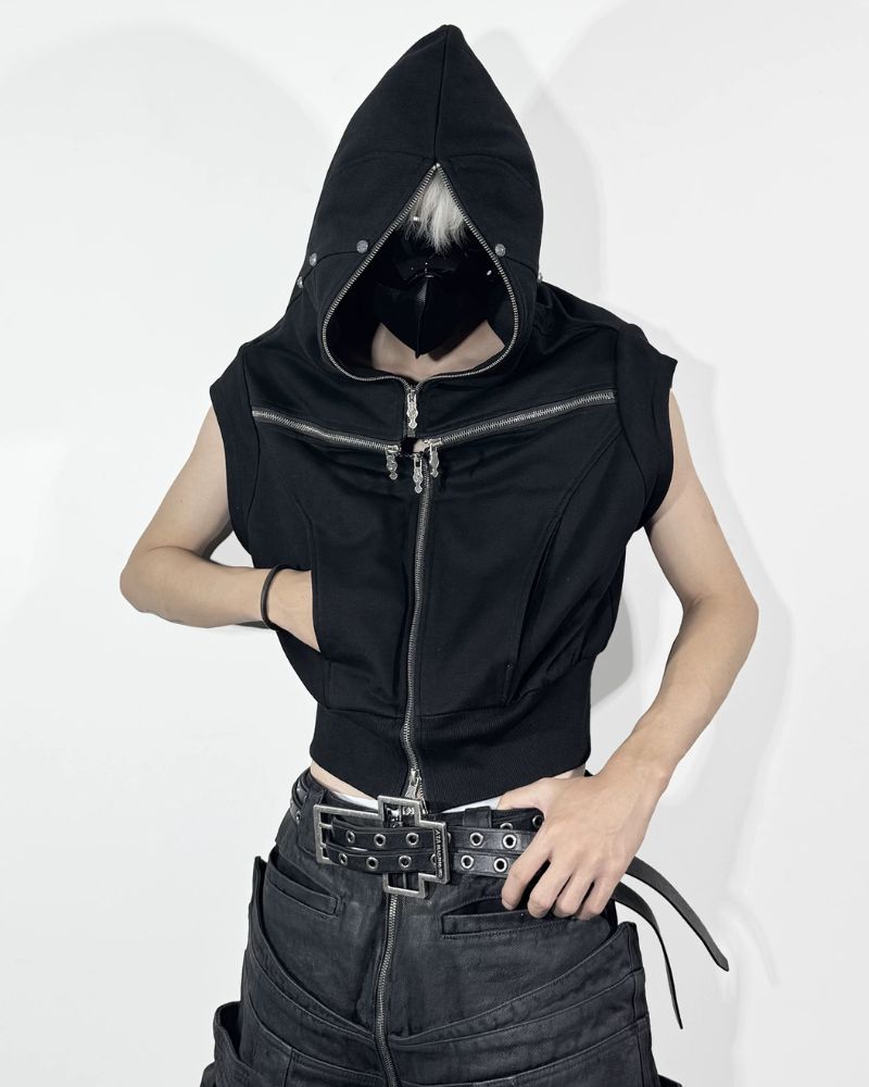 Opium Style Street Hooded Cross-Zip Vest