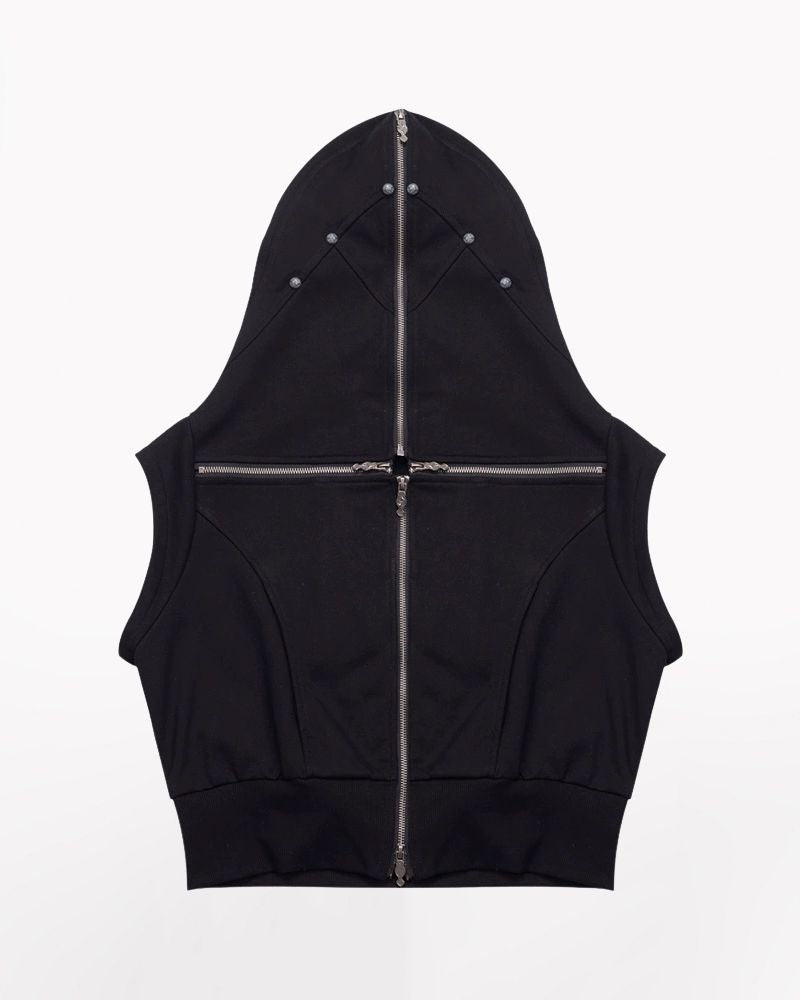 Opium Style Street Hooded Cross-Zip Vest