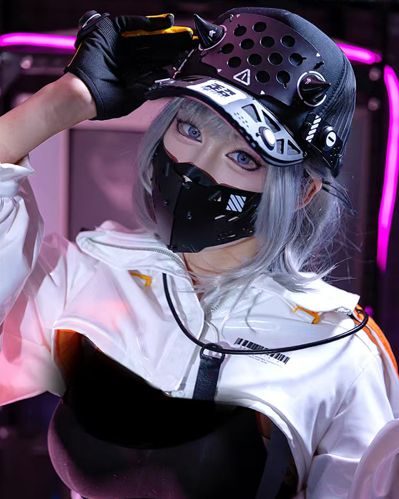 Cyberpunk Mech-Horn Tactical Cap Mask Hand Armor