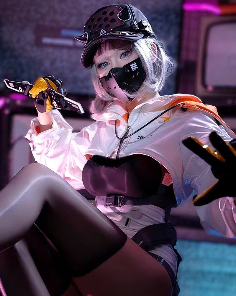 Cyberpunk Mech-Horn Tactical Cap Mask Hand Armor