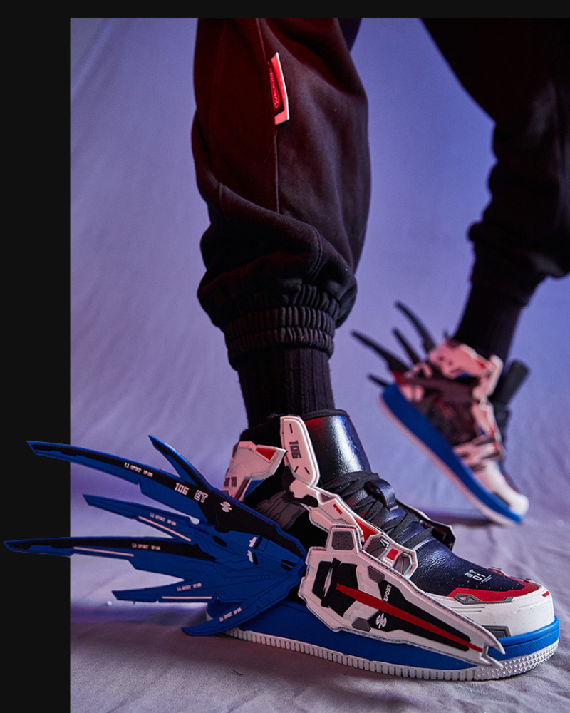 Cyberpunk Mecha Wings Sneakers|Blue Purple Red