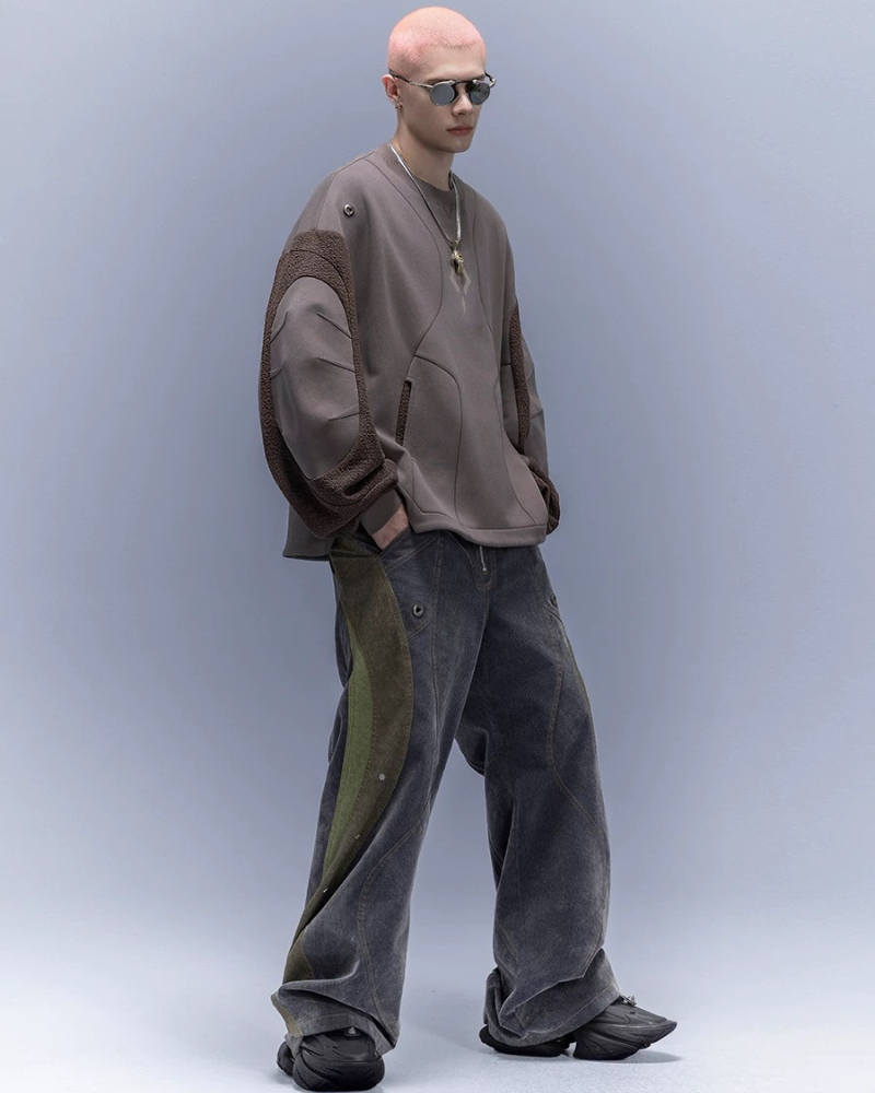 XIPHEVIL Flocked Wash Cyberpunk Streetwear Wide-Leg Pants