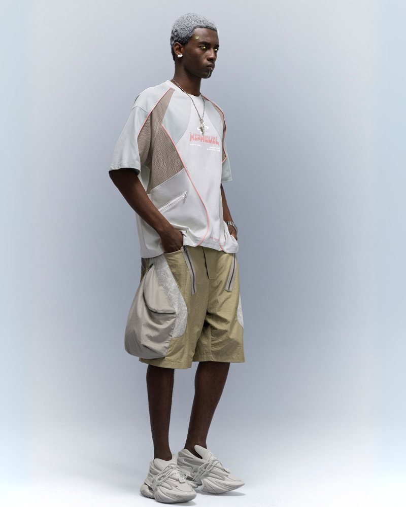 XIPHEVIL Cyberpunk Street-Style Star Arc Cocoon Pocket Shorts - Men