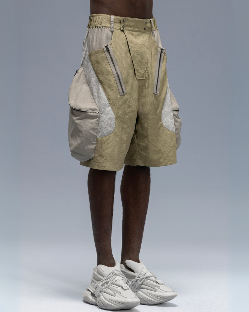 XIPHEVIL Cyberpunk Street-Style Star Arc Cocoon Pocket Shorts - Men