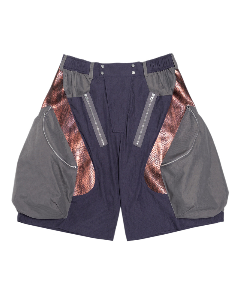 XIPHEVIL Cyberpunk Street-Style Star Arc Cocoon Pocket Shorts - Men