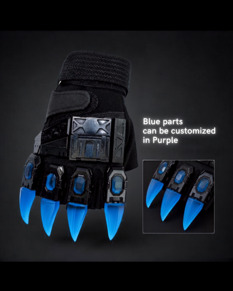 Cyberpunk Mecha-Tech Fluorescent Tactical Armor Finger Gloves