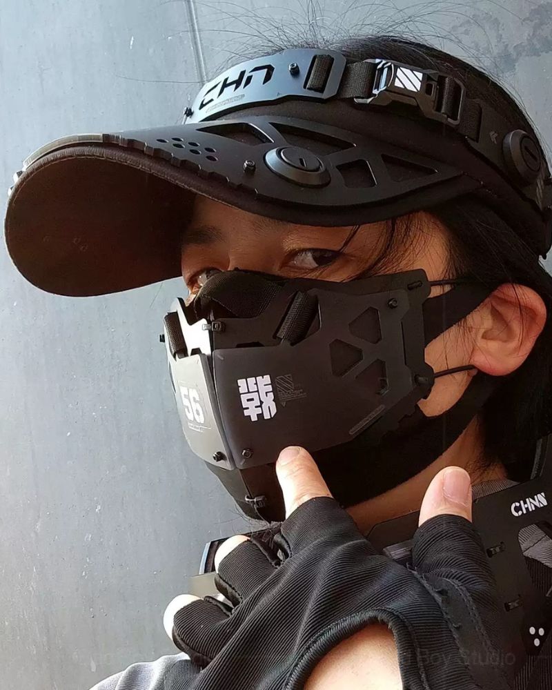 Cyberpunk Mechanical Futuristic Visor Mask and Neck Gaiter