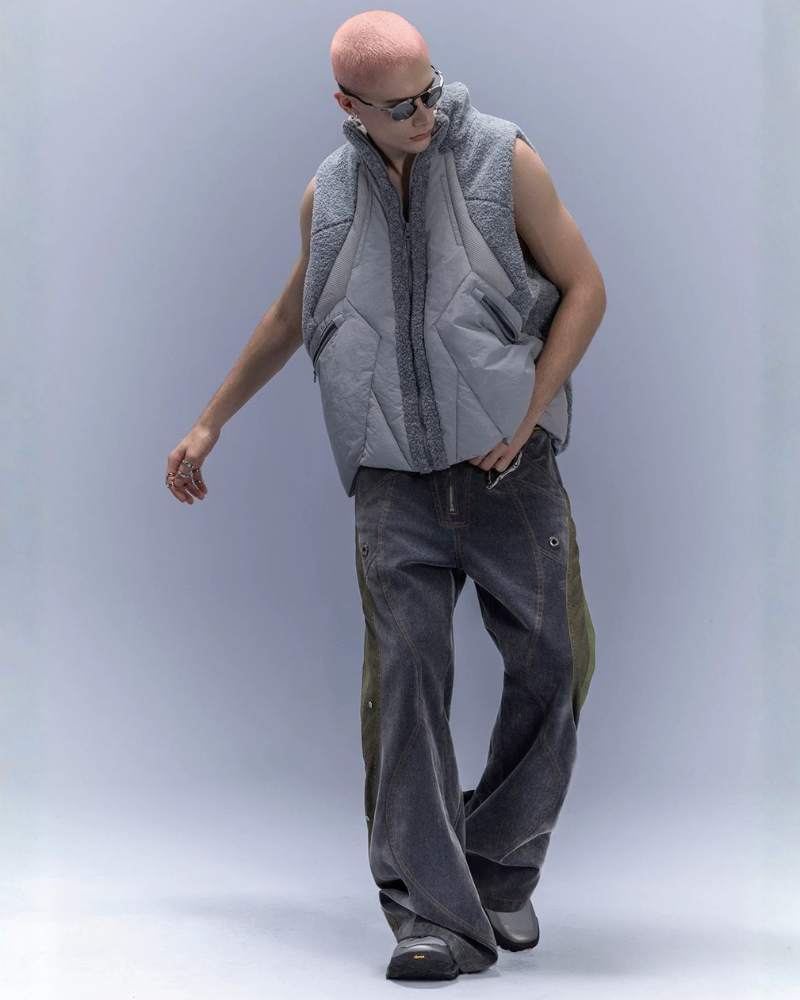 XIPHEVIL Cyberpunk Outfits Stand-Collar Lightweight Winter Down Vest