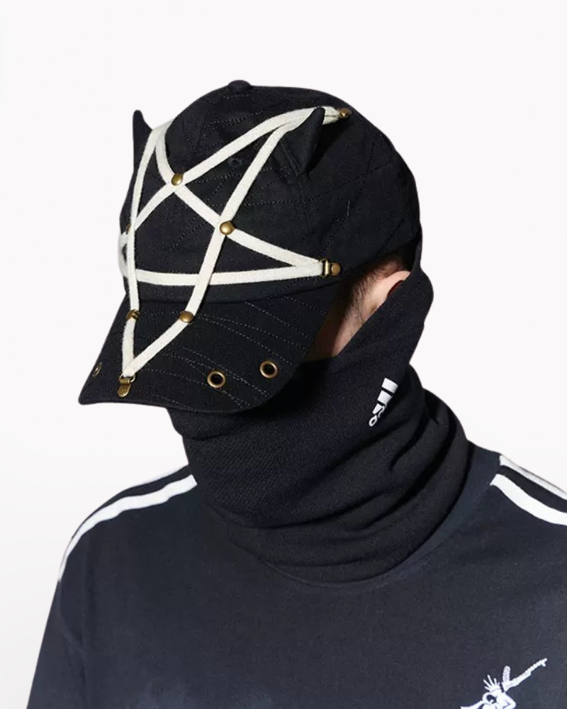 Dark Gothic Pentagram Washed Denim Baseball Cap
