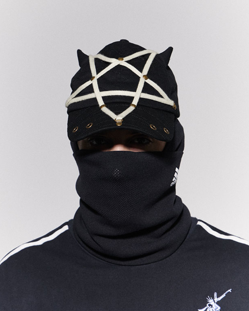 Dark Gothic Pentagram Washed Denim Baseball Cap