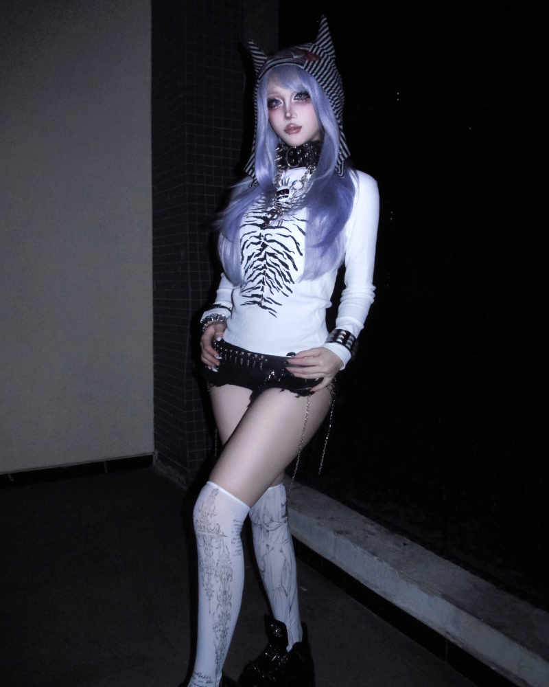 Dark Subculture Slim-Fit Crewneck Knit Sweatshirt