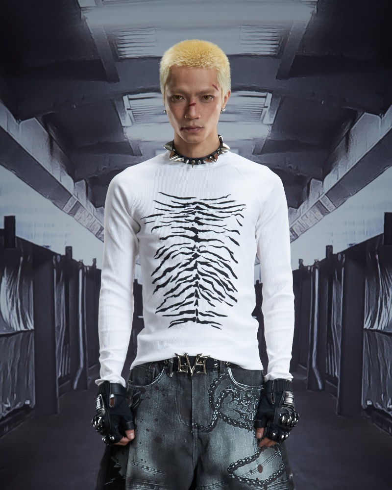 Dark Subculture Slim-Fit Crewneck Knit Sweatshirt