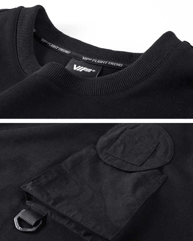 Dark-style Functional Crew Neck Long-sleeved Sweatshirt