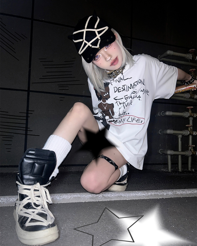 Dark Gothic Pentagram Washed Denim Baseball Cap
