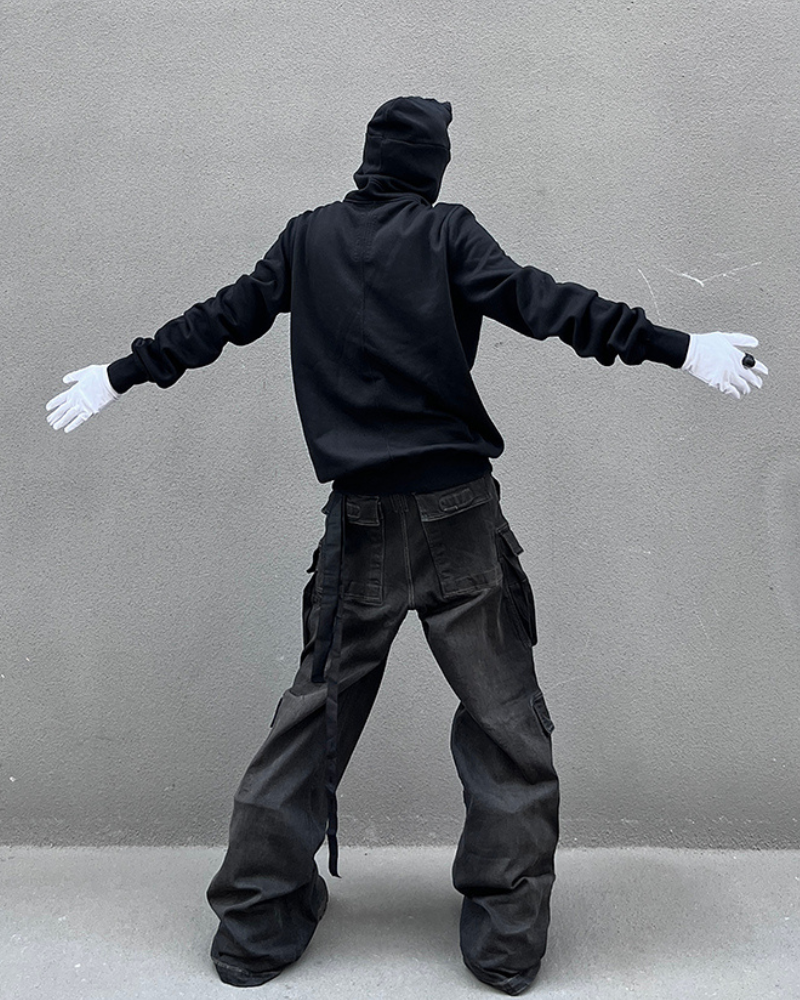 Opium Style Y2K Cut-Out Eye Full Zip Up Hoodie