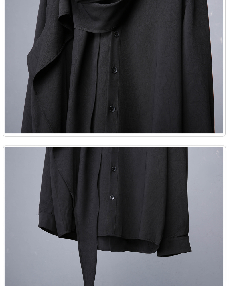 Darkwear Style Japanese Urban Scarf Collar Shirt
