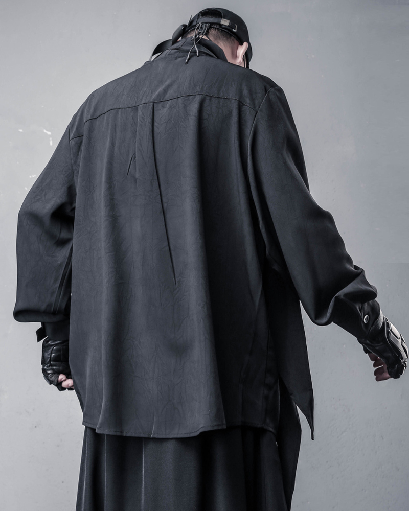 Darkwear Style Japanese Urban Scarf Collar Shirt