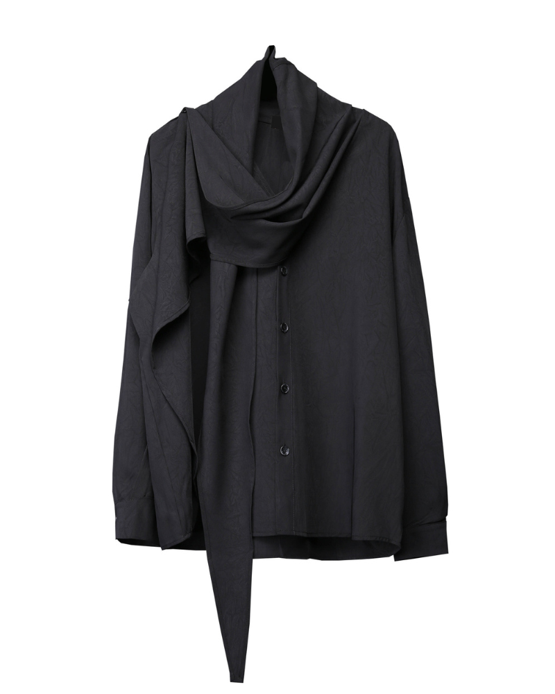Darkwear Style Japanese Urban Scarf Collar Shirt