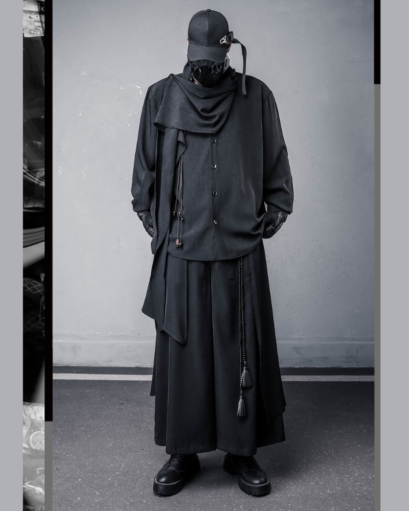 Darkwear Style Japanese Urban Scarf Collar Shirt