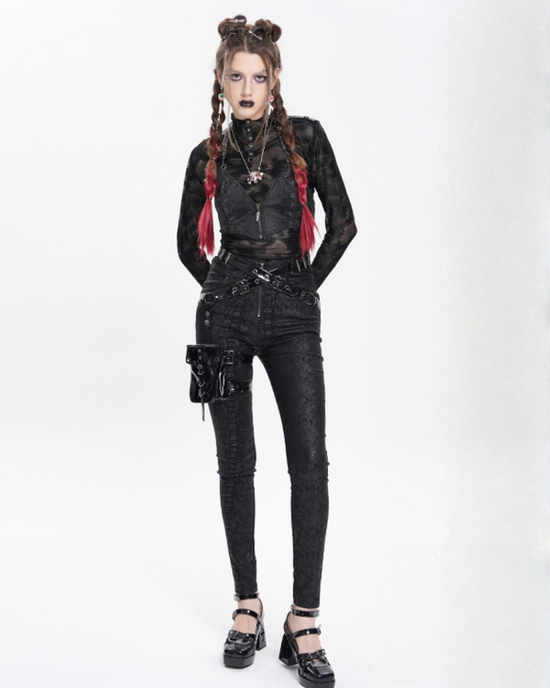 Darkwear Detachable Leg Bags Women Punk Pants