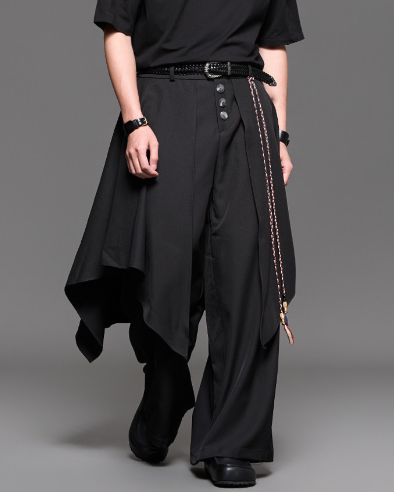 Darkwear Japanese-Style Fake Two-Piece Hakama Pants