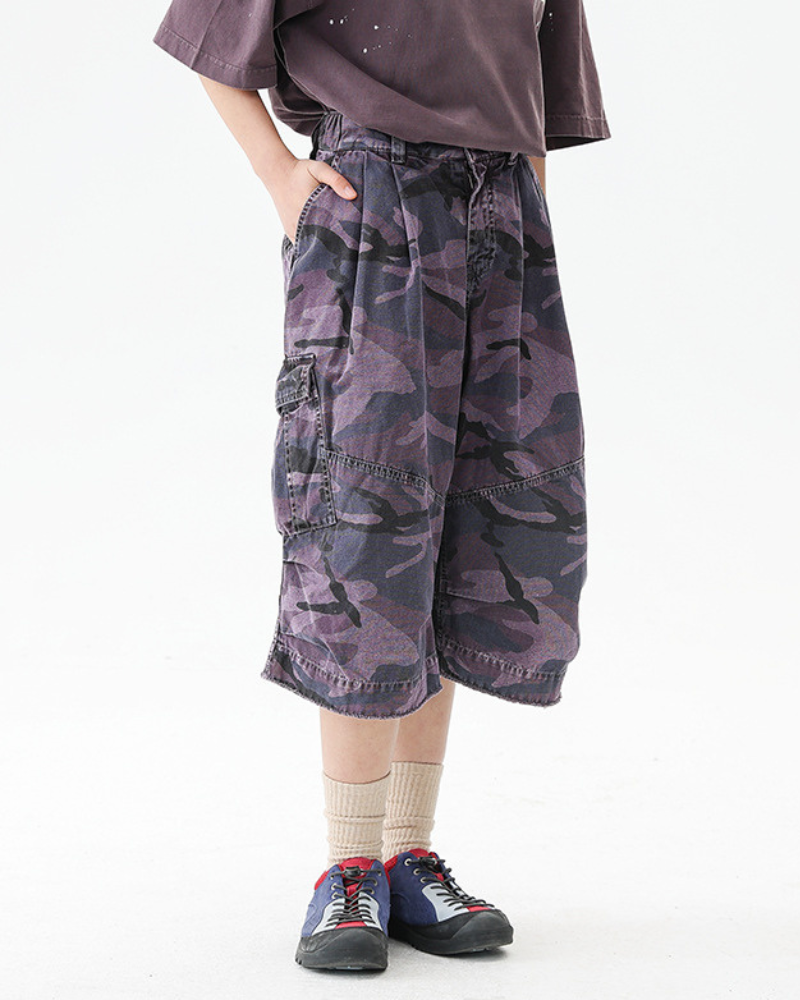 Denim Style Camo Cargo Shorts | Baggy Jorts