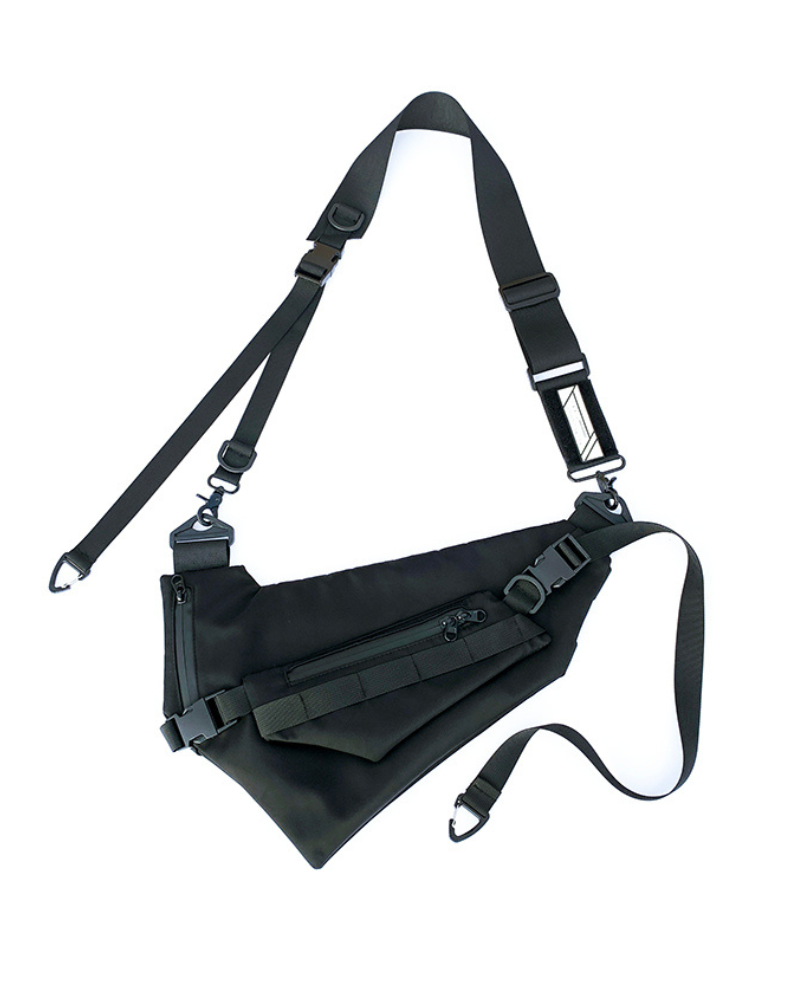 Functional Detachable Black Sling Chest Bag