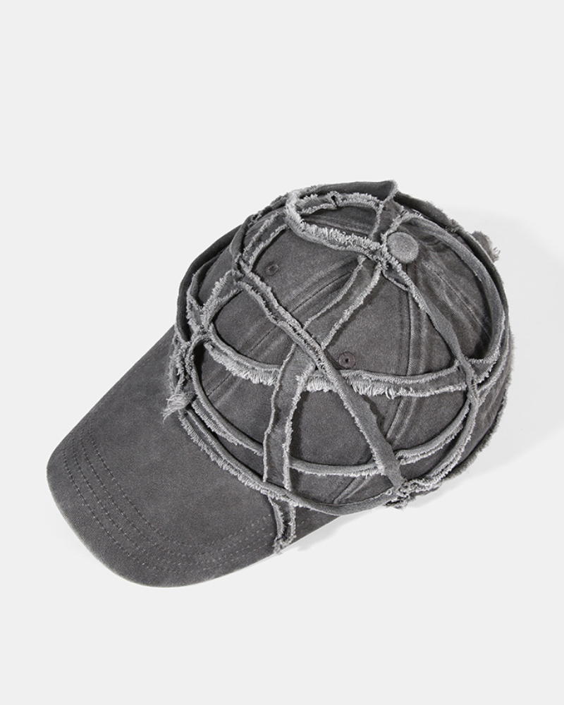 Punk Distressed Crisscross Fringe Baseball Cap
