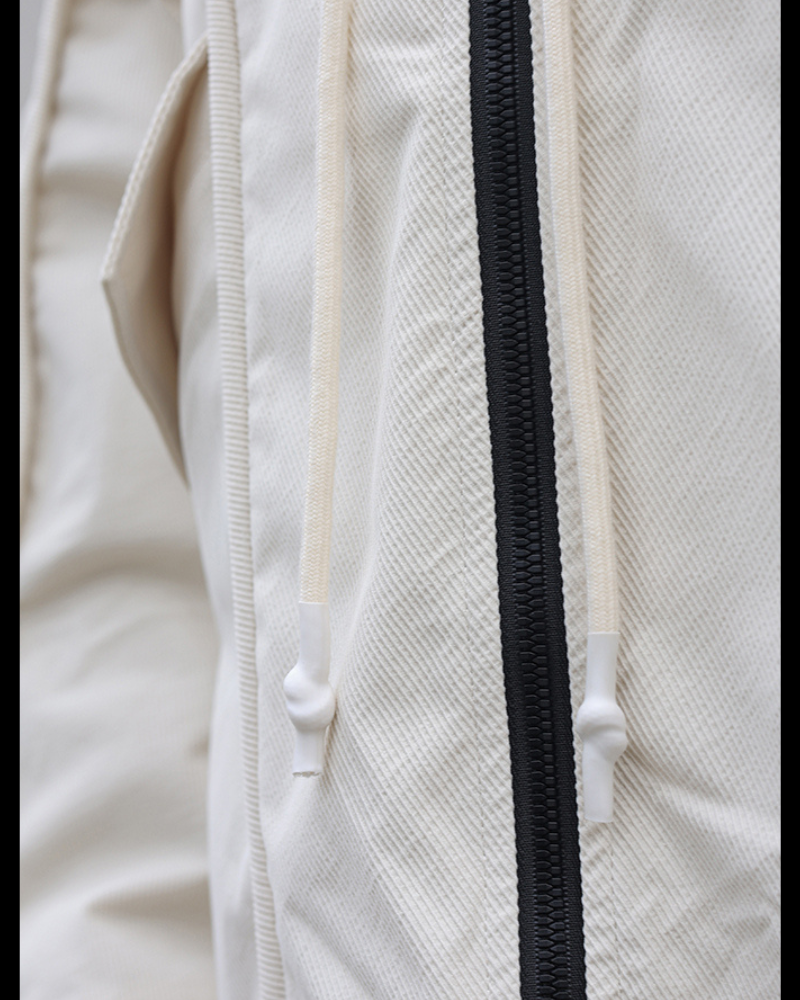 Street Drawstring Pleated Balaclava Hooded Trench Coat