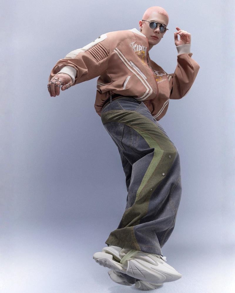 XIPHEVIL Flocked Wash Cyberpunk Streetwear Wide-Leg Pants